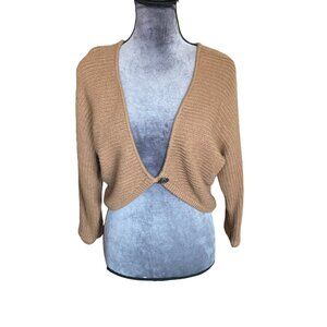 Tyler Böe Tan Cropped Knit Cardigan Sweater With Button Closure Womens XL Cotton